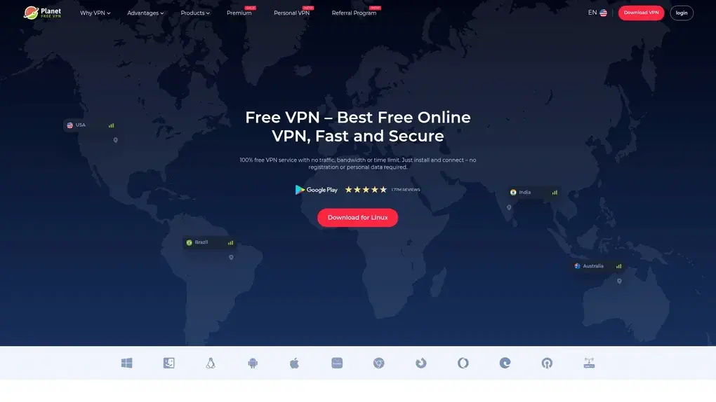 Planet VPN screenshot