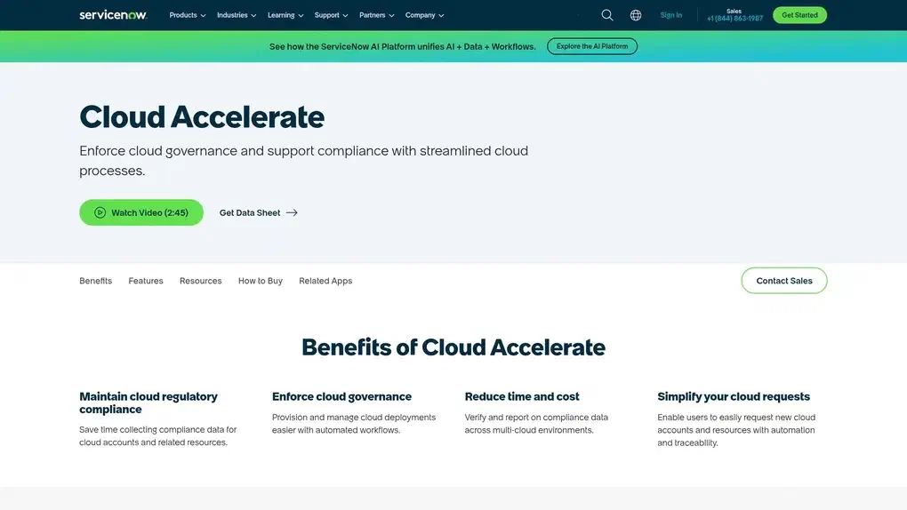 ServiceNow Cloud Accelerate screenshot